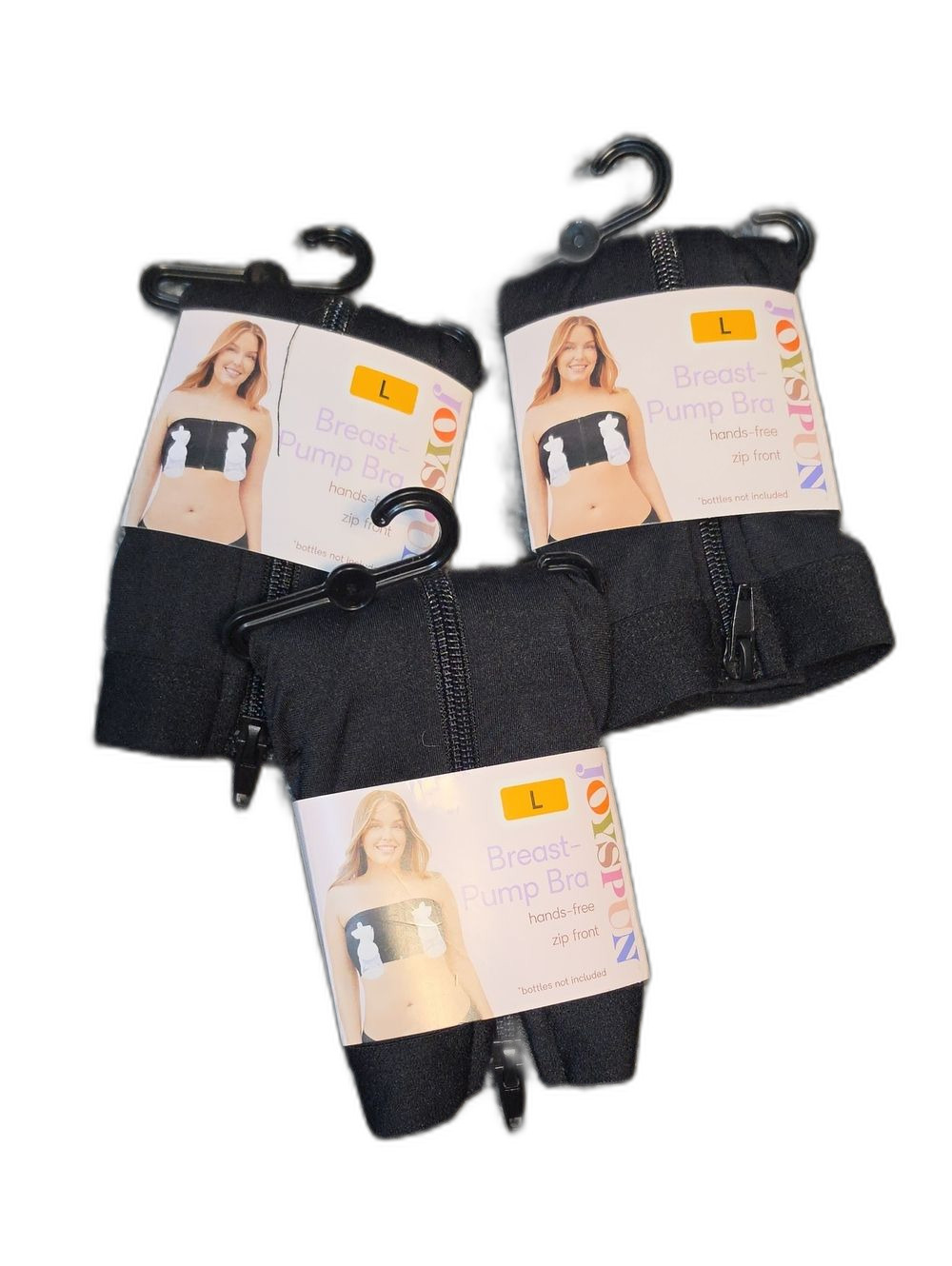 NWT Bundle Of Three - Joyspun Hands-Free Breast Pump Bra - Black (Size L)